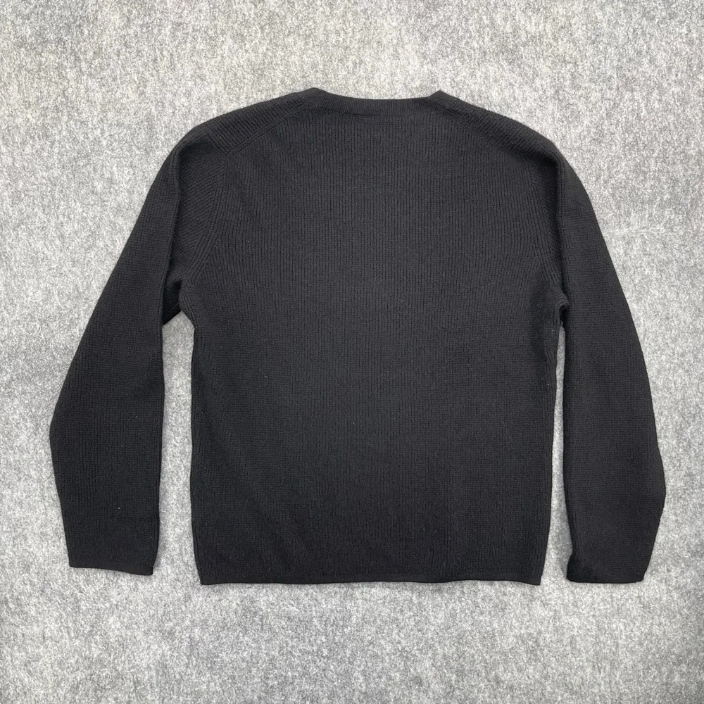 Vince Mens Black Waffle Knit Crewneck Sweater Size L Long Sleeve Pullover